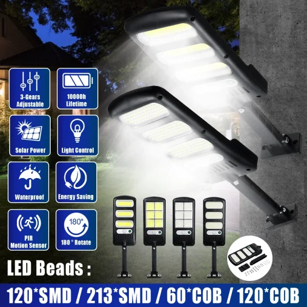 Set 4 Proiectoare solare 6 celule,150 LED-uri COB ,cu senzor de miscare, sistem prindere inclus - imagine 4