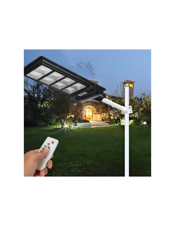 Lampa Solara LED 300W, Corp iluminat Jortan cu Incarcare Solara Panou Fotovoltaic + Telecomanda - imagine 4