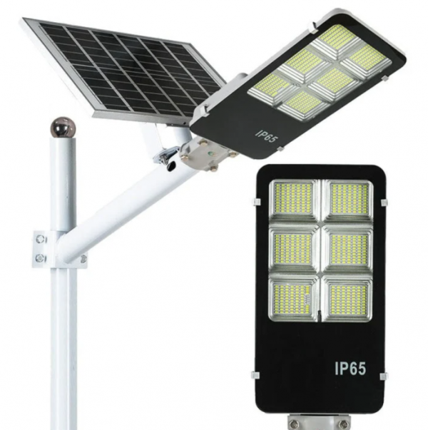 Lampa solara stradala LED cu panou fotovoltaic, suport de prindere si telecomanda 100W