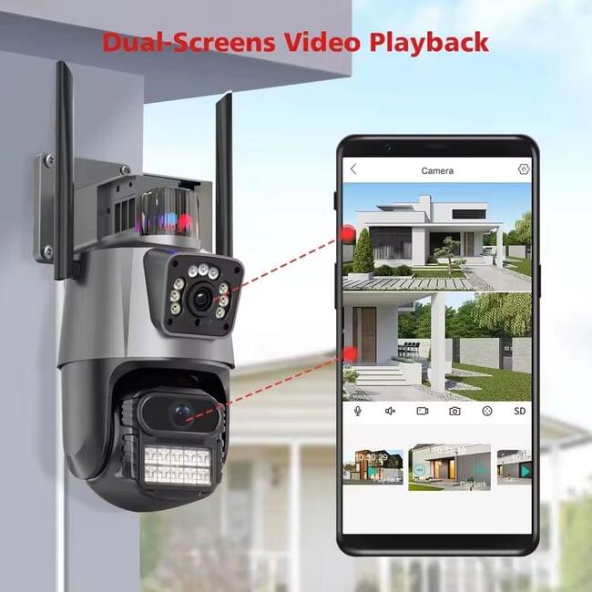 Camera de supraveghere dubla 4G, exterior/interior, Ultra HD, rotire, comunicare bidirectionala, alarma, senzor miscare - imagine 8