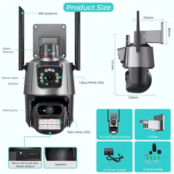 Camera de supraveghere dubla 4G, exterior/interior, Ultra HD, 5X zoom, rotire, comunicare bidirectionala, alarma, senzor miscare - imagine 6