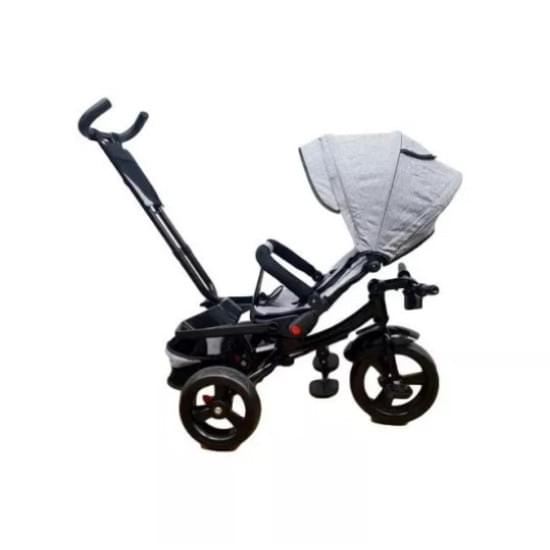 Tricicleta cu scaun reversibil, pozitie de somn, 8-36 luni - Gri