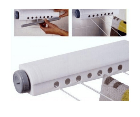 Uscator retractabil de perete pentru rufe cu 4 sfori