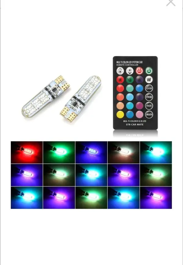 Set 2 Becuri LED Auto RGB Cu Telecomanda