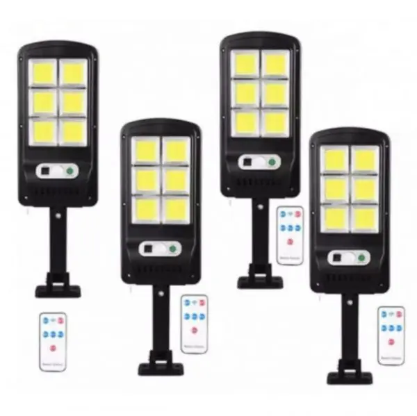 Set 4 x Lampa solara cu 6 celule, LED-uri COB si telecomanda