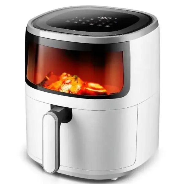 Friteuza Digitala - Air Fryer RAF - 6L, Control Tactil, cu functie AirCrisp si Auto-Oprire, 1500W   Alb