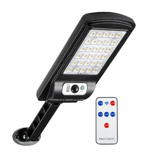 Lampa  solara de exterior Led-150 , senzor de miscare , telecomanda, 3 moduri , rezistenta la apa , sistem prindere inclus cu tele