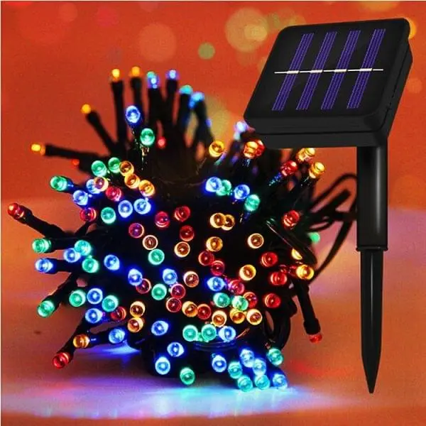 Instalatie decorativa cu panou solar,10m,100 led,multicolor