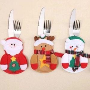 Set decorativ pentru tacamuri, modele de Craciun-6 huse