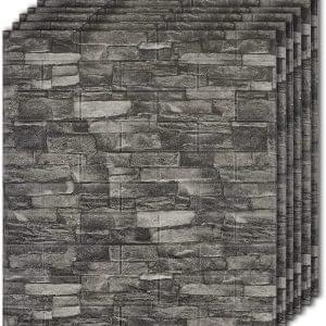 Tapet 3D piatra gri, auto-adeziv pentru interior, 70 x 77 cm
