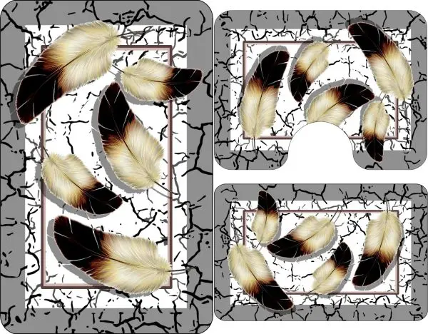 Covoare Pentru Baie, 3 Piese, Antiderapante model Pene