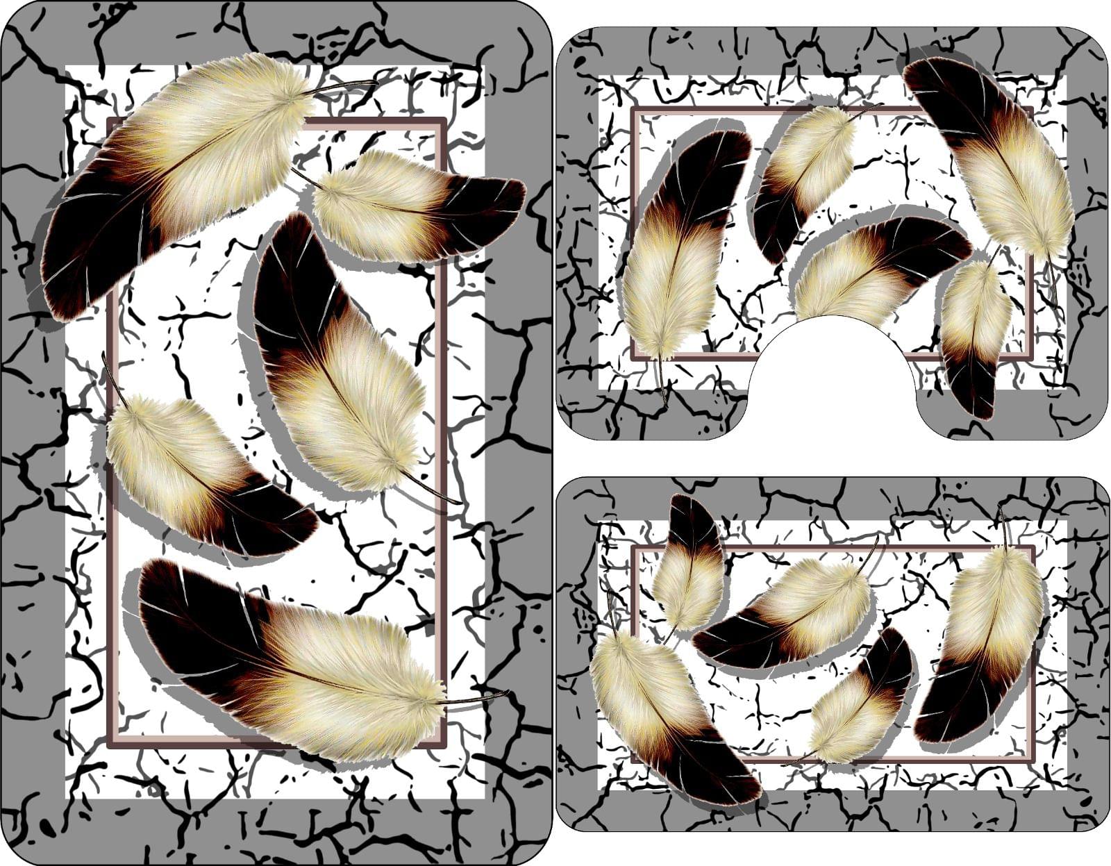 Covoare Pentru Baie, 3 Piese, Antiderapante model Pene