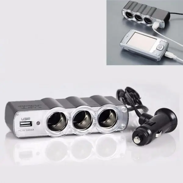 Priza auto tripla + USB