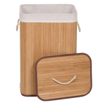 Cos de rufe din bambus, alb / crem, 72 L