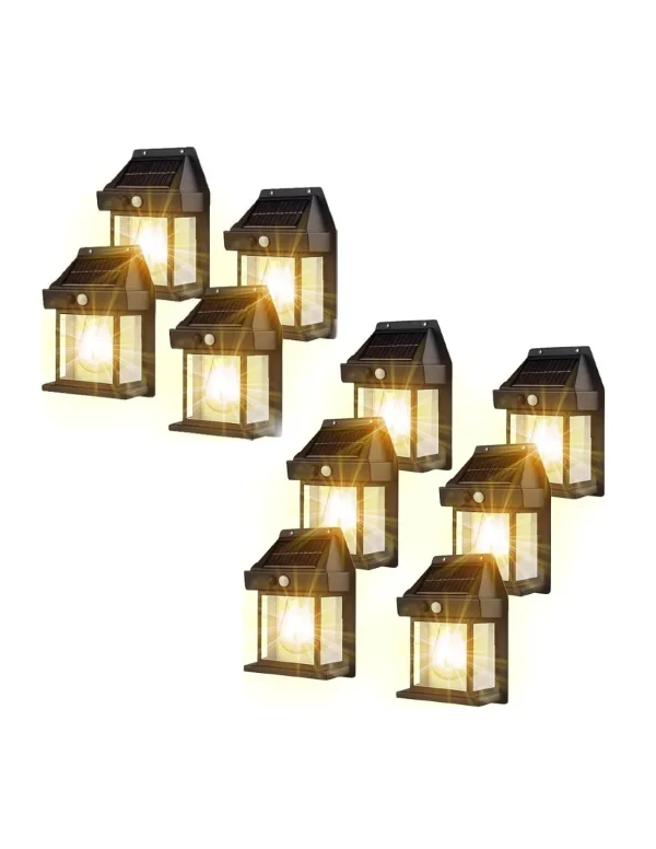 Set 10 x Lampa solara de perete cu senzor de miscare