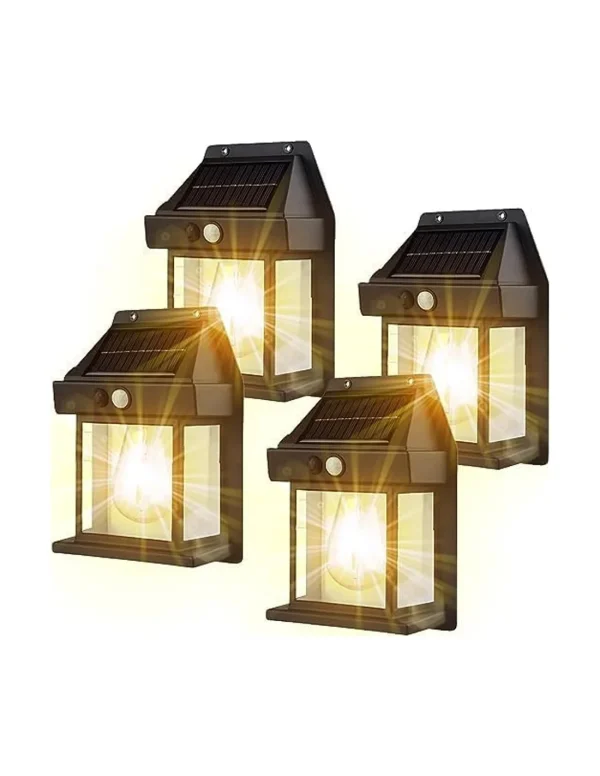 Set 4 x Lampa solara de perete cu senzor de miscare