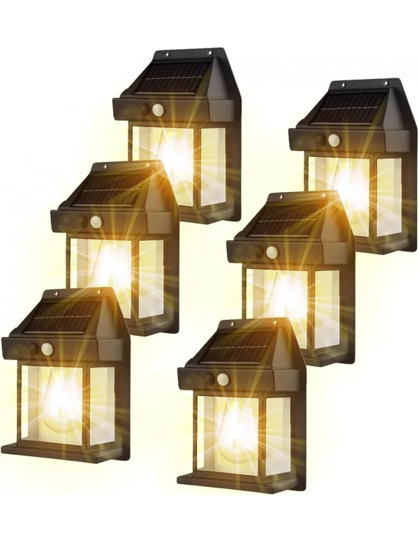 Set 6 x Lampa solara de perete cu senzor de miscare