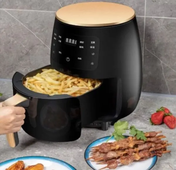 Friteuza fara ulei cu aer cald, 2400 w functie de coacere, prajire 6L, Air Fryer + Set 100 buc hartie pentru Air Fryer