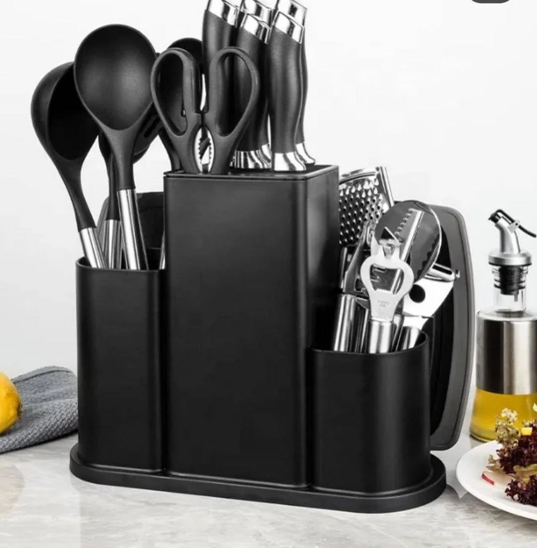 Set 20 piese ustensile bucatarie  cu suport triplu
