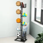 Raft de depozitare multifuncțional pentru echipamente sportive cu 7 rafturi, carlige si cos