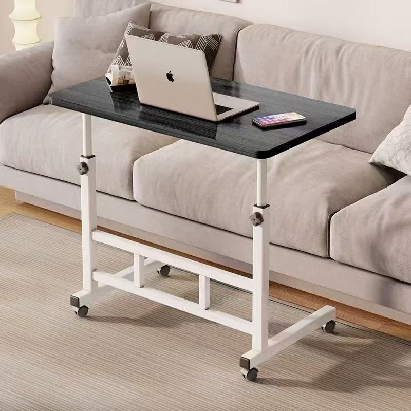 Masa laptop reglabila cu blat din lemn, mini birou cu roti, ajustabila, 80x40 cm