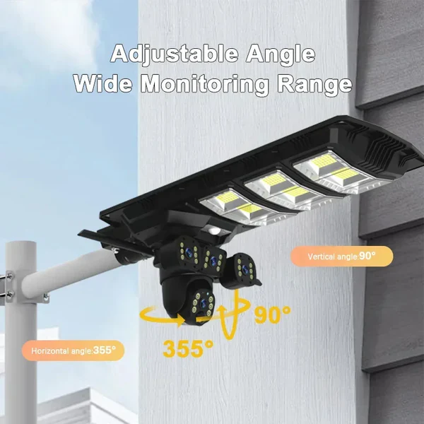 Lampa Cu Panou Solar, 450 W,Cu 3 Camere Supraveghere Incorporate,Slot Sim,4G, - imagine 3