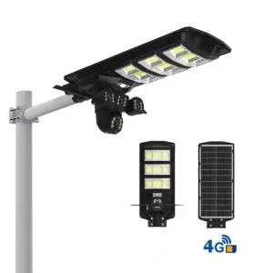 Lampa Cu Panou Solar, 450 W,Cu 3 Camere Supraveghere Incorporate,Slot Sim,4G,