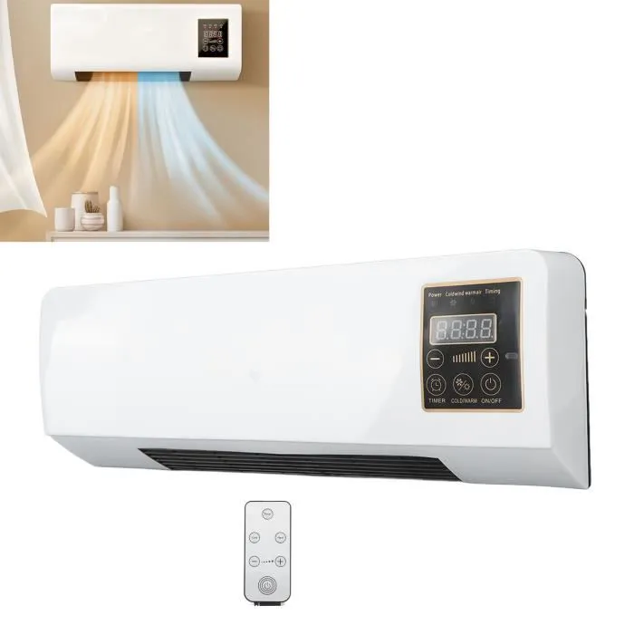 Mini aer conditionat cu ventilator, 2 in 1, 55 cm, Rece/Cald, 16 - 40 grade, 1800W, cu telecomanda, Alb - imagine 2