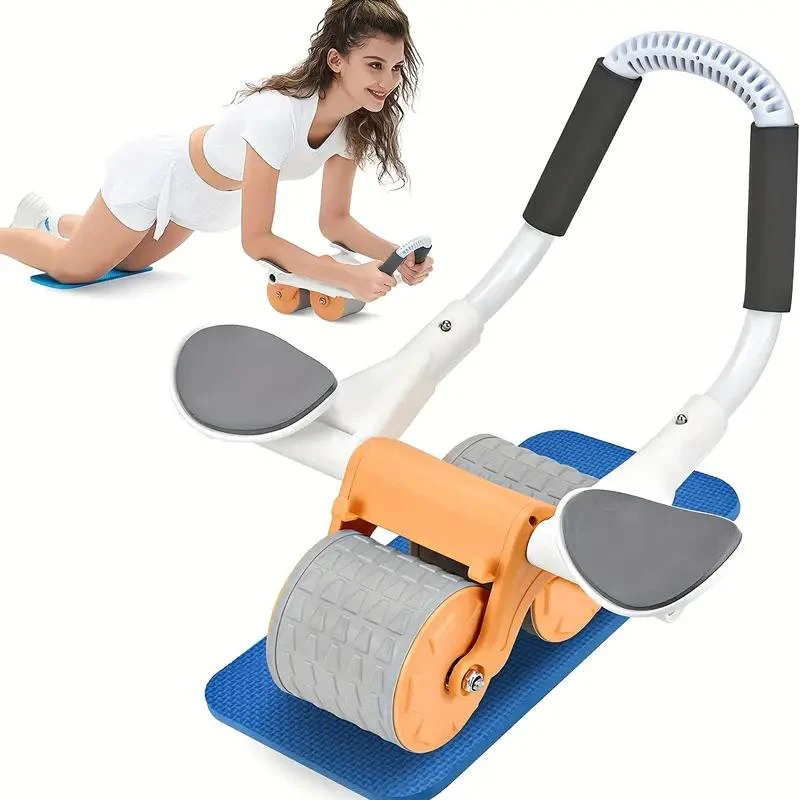 Rola abdominala cu suport pentru coate, , portocalie si gri, cu timer, set cu saltea de genunchi - imagine 3