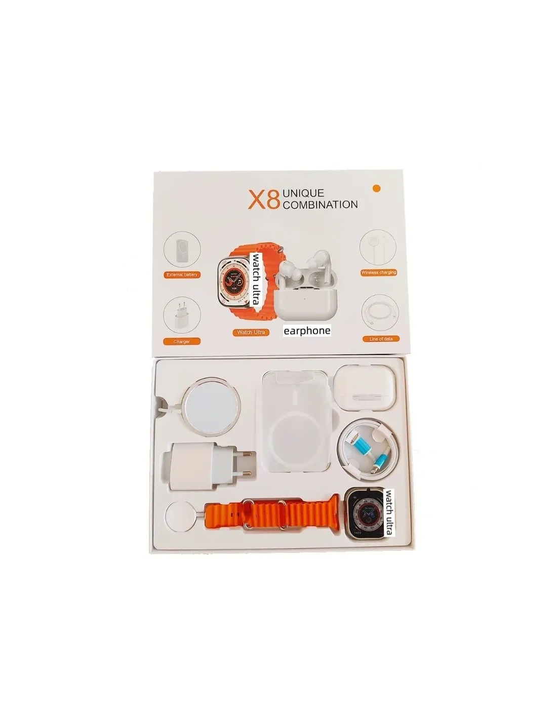 SmartWatch X8 Unique Combination, 10 inch, Android/Ios, silicon, portocaliu - imagine 3